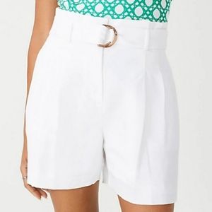 Ann Taylor NWOT White The D-Ring Paperbag Short In Linen Blend